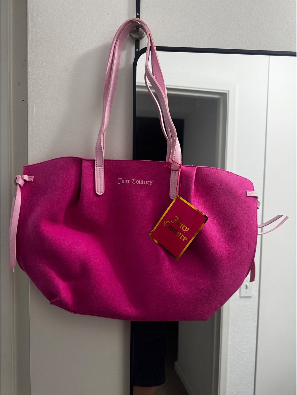 NWT Juicy Couture Hot Pink Faux Suede Tote Bag Fragrance GWP Y2K